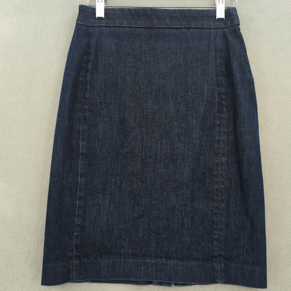 J Crew Skirt Womens 4 Denim Pencil Dark Wash Classic Preppy Casual Minimalist - Picture 1 of 8